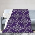 thumbnail image 1 of DouZhe Ultra-Soft Micro Fleece Lightweight Flannel Bed Blanket, Damask Style Blue Flower Print Cozy Warm Throw Blankets, 60"x50", 1 of 7
