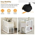 thumbnail image 5 of AENKYO Mobile End Table with Lockable Wheels, Narrow Coffee Table with 5mm Thick Fluted Tempered Glass, Modern Nightstand with Golden Round Rod for Living Room,White, 5 of 11
