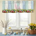 thumbnail image 6 of Valances for Windows Spring Easter Rabbit Ears Eggs Rod Pocket Short Curtain for Bathroom Living Room Bedroom Blue Green White Striped 1 Panel 54x18in, 6 of 9