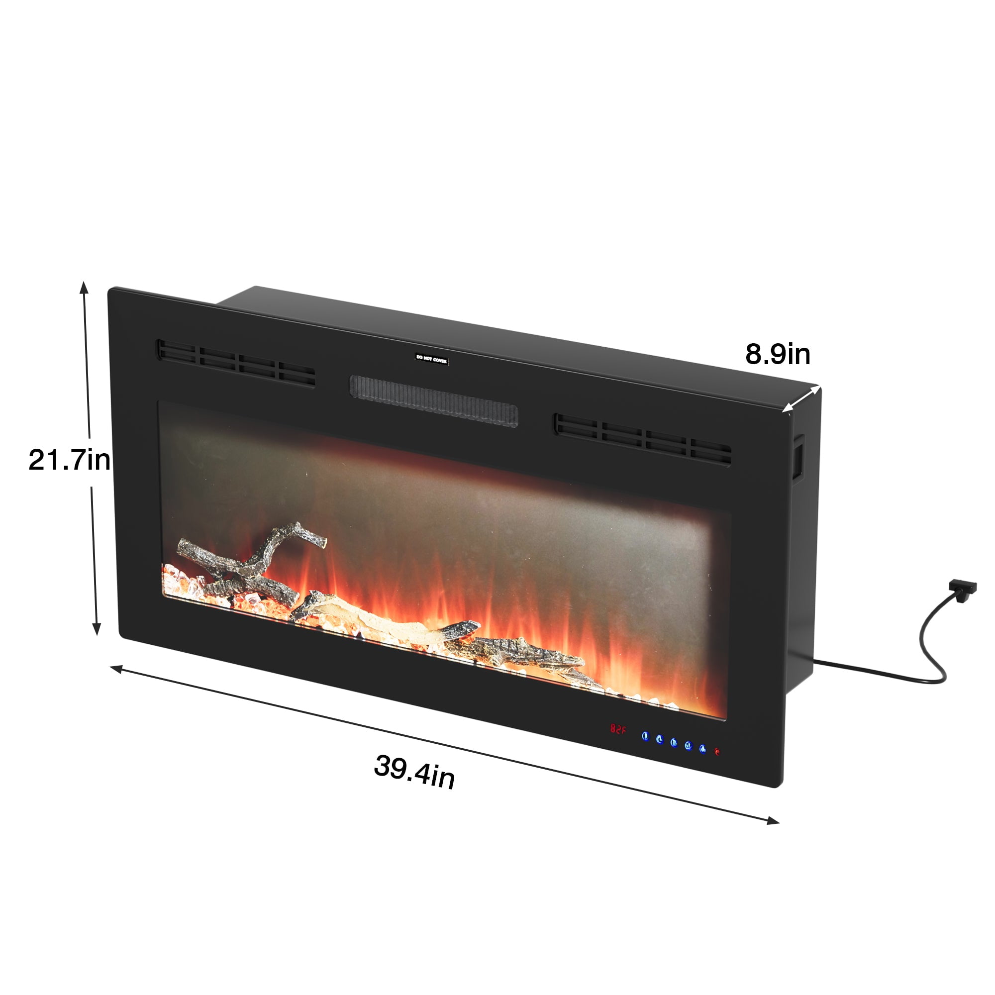 VECELO 39.4 inch Electric Fireplace, Recessed Wall Mounted Electric Fireplace Inserts, Ultra Thin Adjustable Flame Colors & Speed Fireplace, Fireplace with Touch Screen and Remote Control, Black
