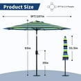 thumbnail image 2 of 9FT Outdoor Patio Umbrella – Windproof Sun Shade, 8 Sturdy Ribs, Crank Lift & Push Button Tilt, UV Protection, Waterproof Polyester for Garden, Deck, Pool, Yard, 2 of 8