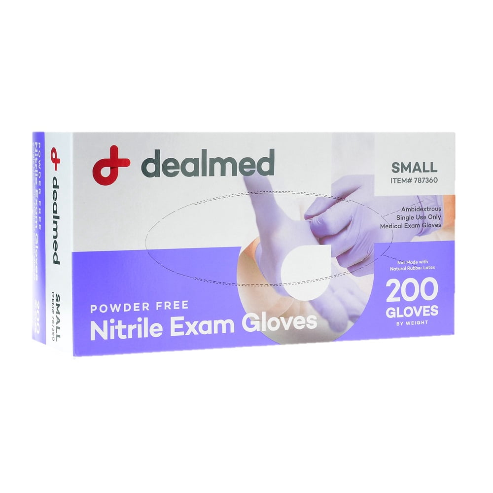 Dealmed Disposable Nitrile Exam Gloves for Hospitals, Law Enforcement, First Aid, Small (2000/Case)