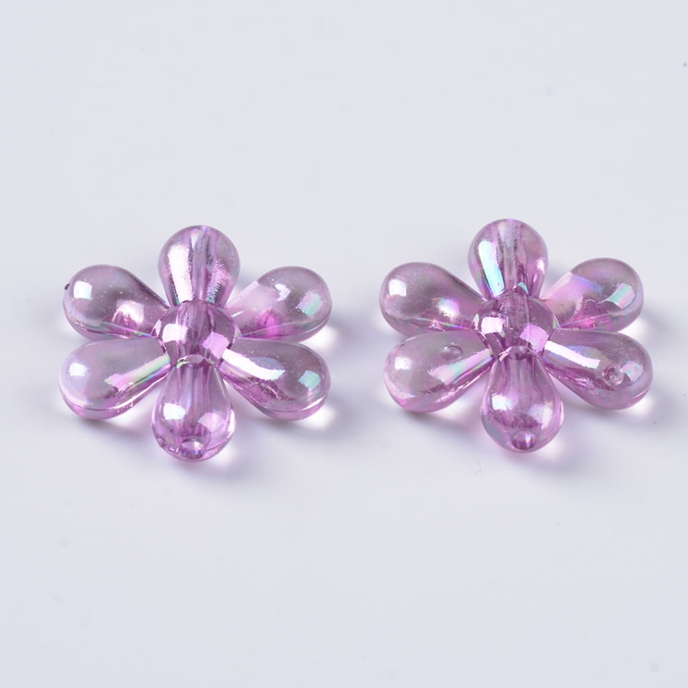 Transparent Acrylic Beads AB Color Plated Flower Mixed Color 23.5x21x5mm Hole: 1.8mm about 460pcs/500g DIY