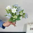 thumbnail image 5 of Artificial Daisies Bouquet with Accents, Faux Flower Vase Arrangement for Coffee Table Living Room Farmhouse Shelf Decor, Blue, Ccwuwei, 5 of 6