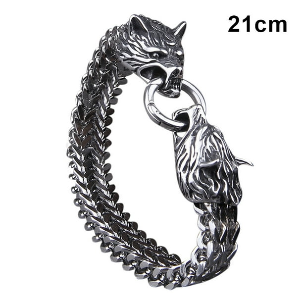 IKemiter Share Viking Bracelet Fenrir Head Stainless Steel