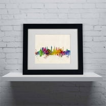 Trademark Fine Art "Glasgow Scotland Skyline" Canvas Art by Michael Tompsett, Black Frame