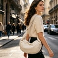 thumbnail image 5 of Women's Nylon Crescent Dumpling Bag - Large Capacity Crossbody & Shoulder Bag with Pleated Tassels, Water-Repellent, Stylish Design for Commute, Shopping & Daily Use White, 5 of 6