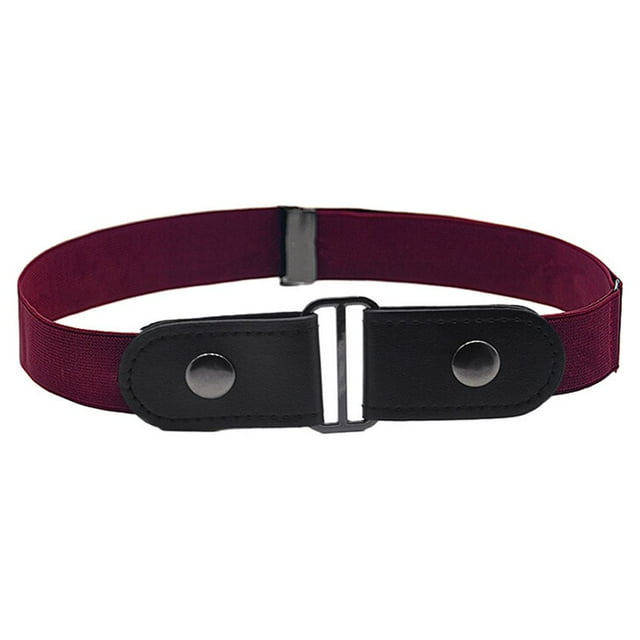Ceinture Sans Boucle en Alliage Invisible à la Mode de Longue Durée de Commodité Sans Boucle Ceinture Élastique Unisexe Homme Multicolore DIY Prop Jeans Bande Vin Rouge