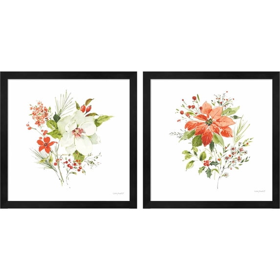 Great Art Now Christmas Forever B by Lisa Audit, 2 Piece Framed Art Set Each 13.25"W x 13.25"H
