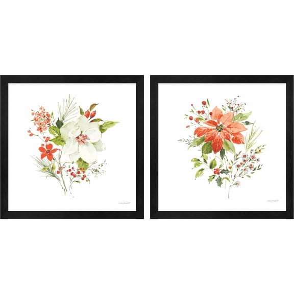 Great Art Now Christmas Forever B by Lisa Audit, 2 Piece Framed Art Set Each 13.25"W x 13.25"H