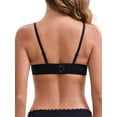 thumbnail image 3 of INSPIRE CHIC Women's Lace Trim Plunge Wireless Push Up Everyday Bras Spaghetti Straps Lightweight No Show Triangle Bra L Black, 3 of 4
