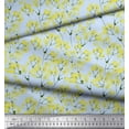 thumbnail image 2 of Soimoi Blue Heavy Canvas Fabric Yellow Mustard Leaves Printed Fabric 1 Yard 58 Inch Wide, 2 of 3