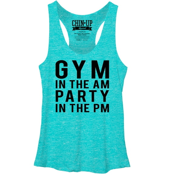 Women's CHIN UP Gym in the AM Racerback Tank Top Tahiti Blue Medium