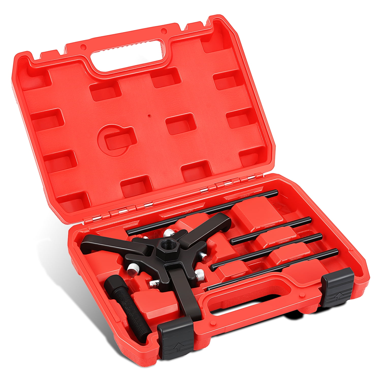 DNA Motoring TOOLS-00317 For Chrysler GM MIT Cadillac Oldsmobile Harmonic Balancer Pulley Puller Tool Kit With Red Carrying Case