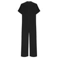 thumbnail image 5 of Uaswgudfs Women's 2025 Summer Cap Sleeve Jumpsuits Deep V Neck Button Onesie Wide Leg Pants Rompers Black L, 5 of 5