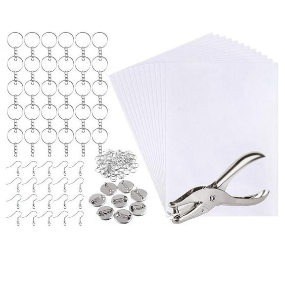 181Pcs Shrinking Plastic Sheets Kit Includes 20 Shrinking Film Art Paper and 161 Pcs Keychains Making Accessories