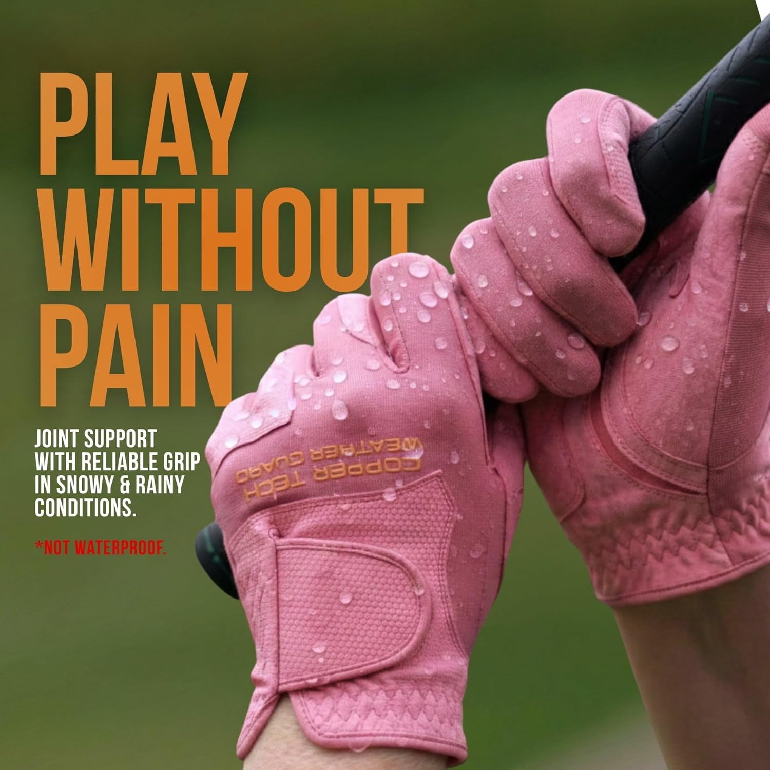 Copper Tech Plus Rain Golf Gloves Men (2 Pack) | Water-Enhanced Golf Rain Gloves for Men | Joint Support Ergonomic Copper Compression (White/Black-2 Pack, X-Large, Right)