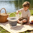 thumbnail image 6 of Collapsible Silicone Bucket,1.3 Gallon Portable Outdoor Travel Bucket,Bathroom Cleaning Supplies Square Bucket for Cleaning,Gray, 6 of 7