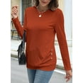 thumbnail image 2 of Long Sleeve Shirts for Women Tunic Tops for Women Loose Fit Dressy Crew Neck Pullover Basic Sweaters for Women Orange L, 2 of 8
