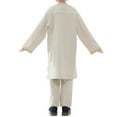 thumbnail image 4 of Kwasome Outfits For Boys Girls Round Long Sleeves Robe Suit Ational Middle Teenage Embroidered Robe Suit Arab Children'S Wear Out Wear Beige Daily Wear 9-10 Years, 4 of 6