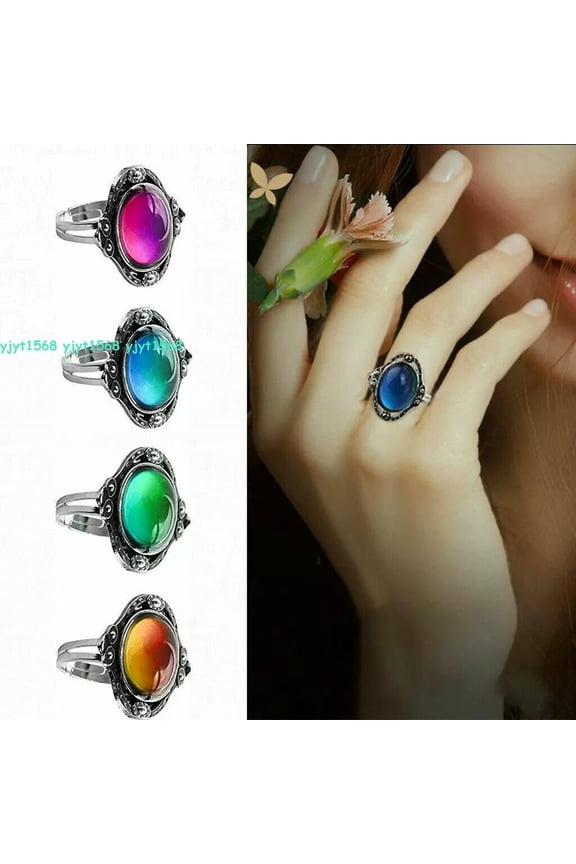 wholesale lots 30pcs Color Change Mood Ring Oval Emotion Feeling Adjustable Size