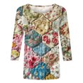 thumbnail image 5 of CYMMPU Summer Trendy Shirts 3/4 Sleeve Spring Tops Loose Fit Blouses for Women Dressy Casual Crew Neck Tunic Tops Floral Printed Lightweight Basic Tees Multicolor XXL, 5 of 5
