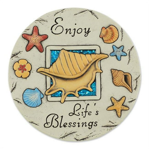 Enjoy Lifes Blessings Ocean Shells Cement Stepping Stone