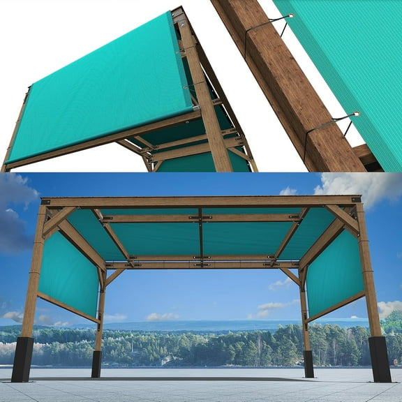 ShadeMart 4' W x 7' L Turquoise Pergola Sun Shade Canopy Replacement Cover, Commercial Grade 260 GSM Cloth for Outdoor Patio, Includes Stainless Steel Weighted Rods (We Make Custom Size)