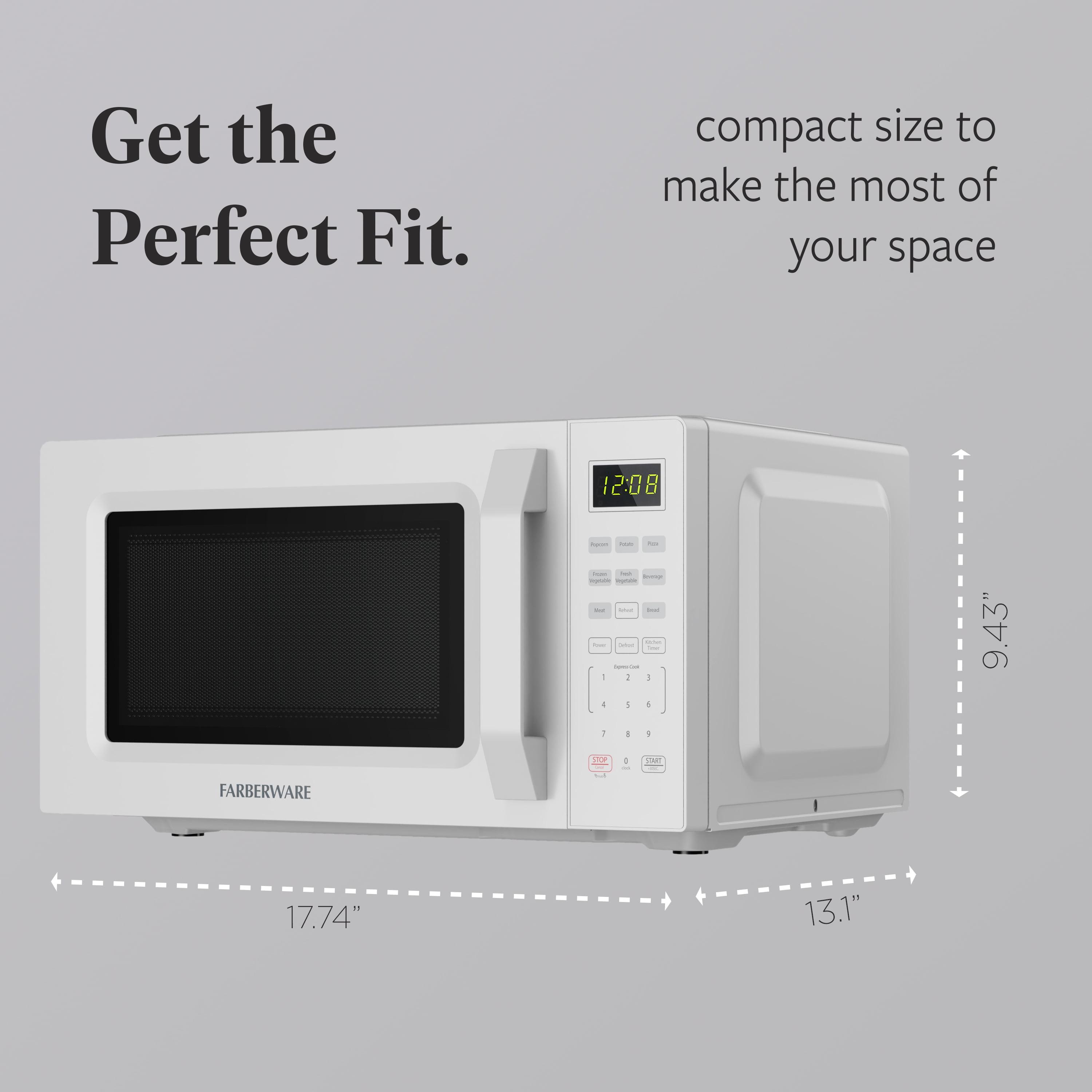 Farberware 1.1 cu ft Microwave Oven,1000W Countertop Microwave Oven with Auto Cook Menu, White