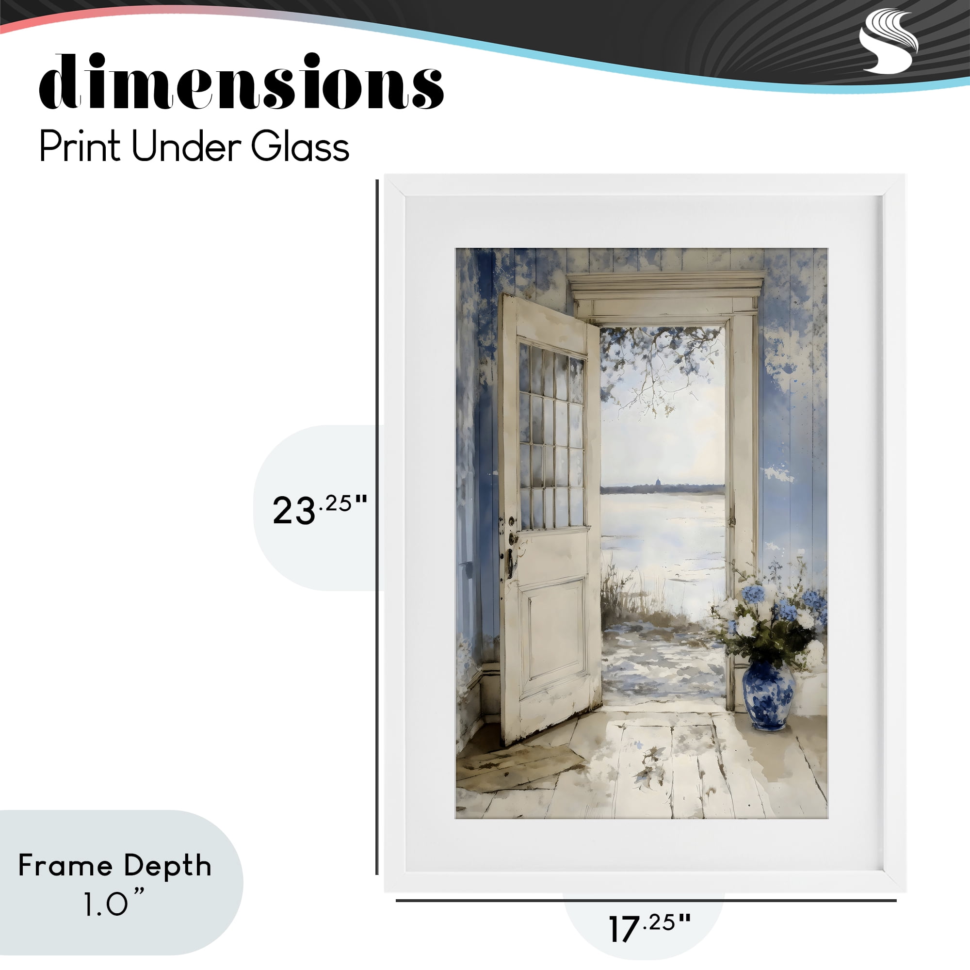 Stupell Industries Blue Country Cottage Doorway White Framed Print Under Glass, design by LSR Design Studio