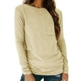 thumbnail image 2 of Plebaso Women's Long Sleeve Pocket T-Shirts Casual Crew Neck Basic Tee Shirts Fall Winter Clothes, 2 of 8