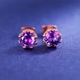 thumbnail image 5 of GEMSME 18K Rose Gold Plated 6.0mm Round Brilliant Cut Crown Birthstone Stud Earrings, 5 of 5
