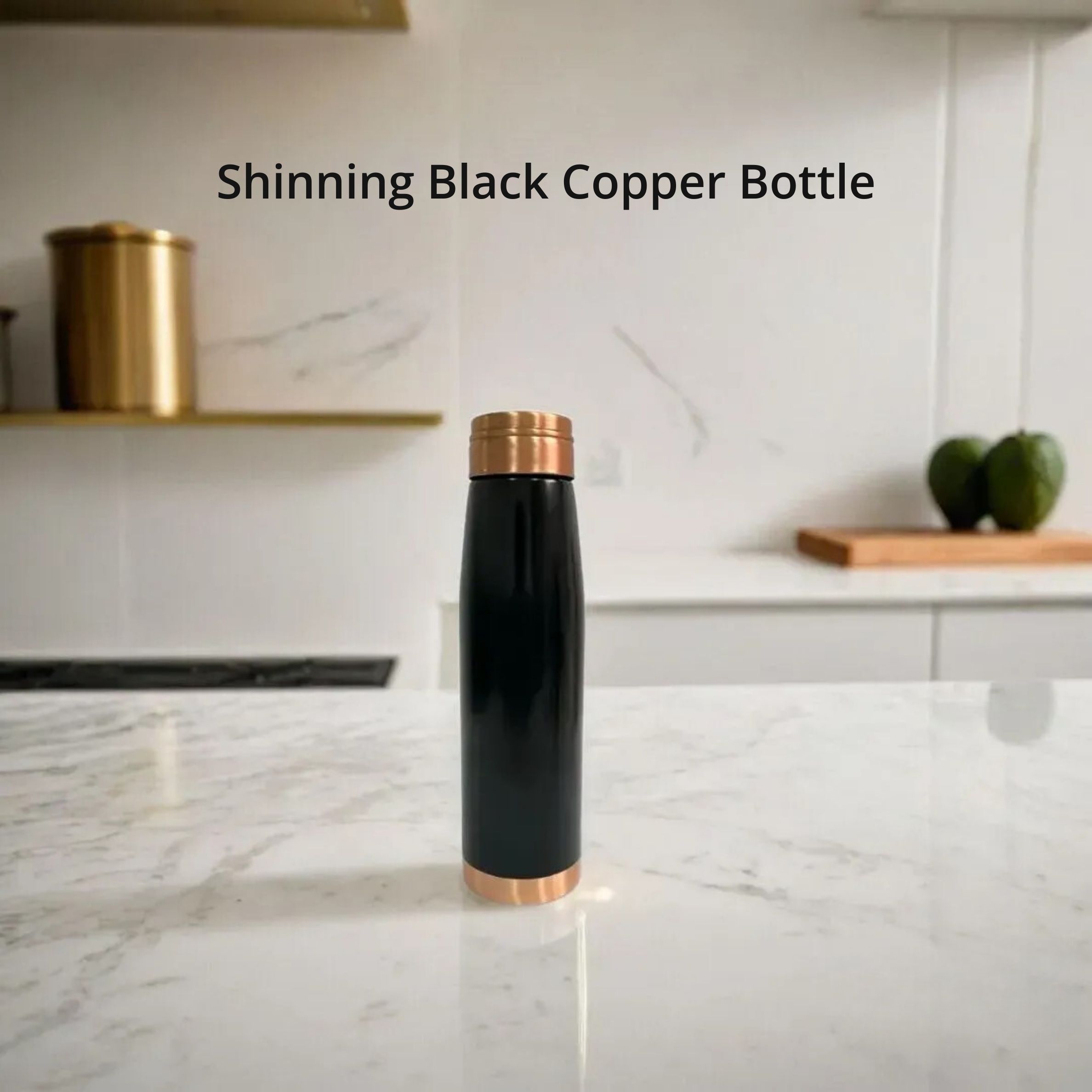 SuperGeneriX 34 oz Copper Water Bottle - Leakproof Durable Metal Travel Bottle (Black)