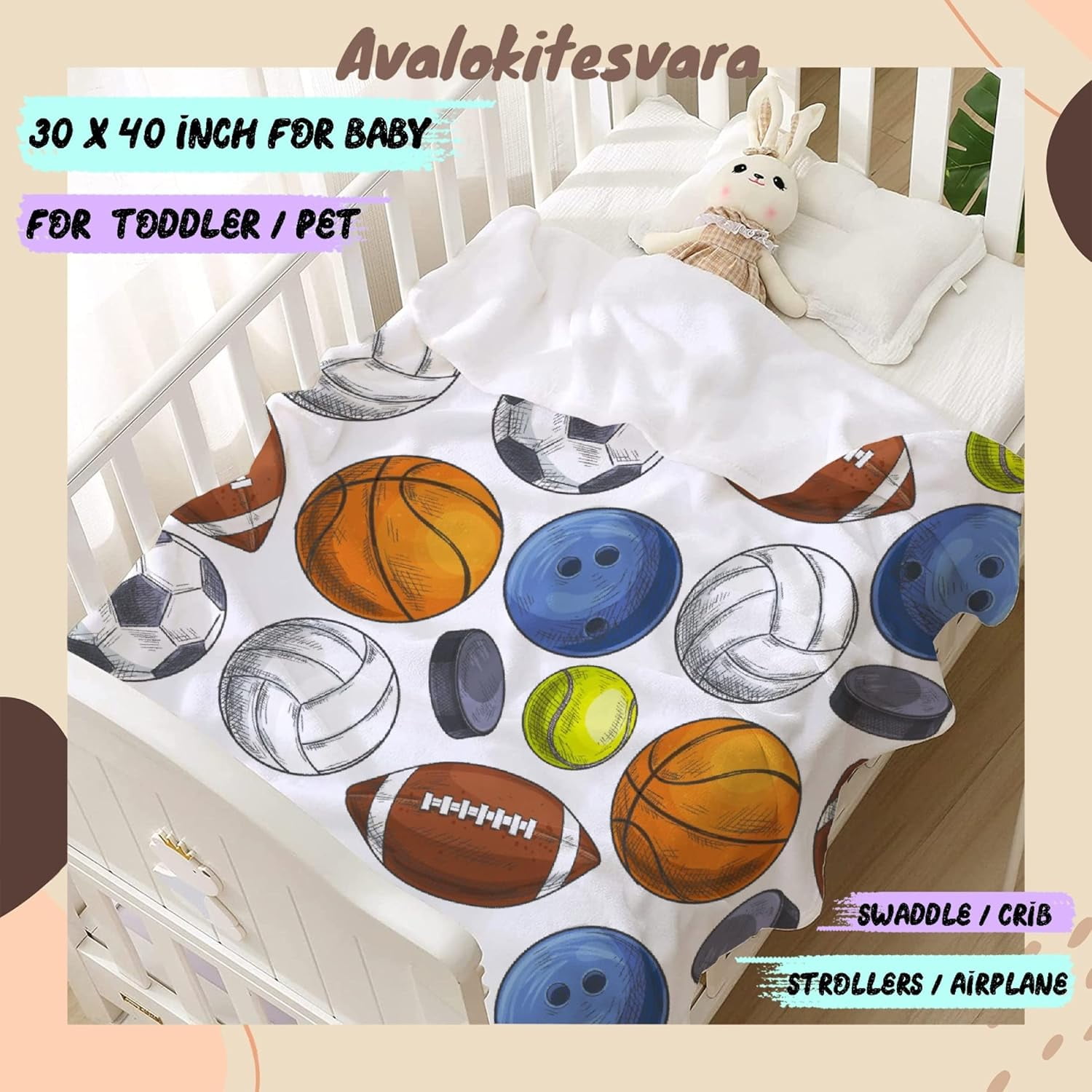 Football Basketball Baseball Sports Super Fan Blanket Gifts Plush Fuzzy Cozy Soft Lightweight Blankets for Couch Air-Conditioning Quilts Decor Blanket for Chirstmas Birthday 80"x60" for Adults