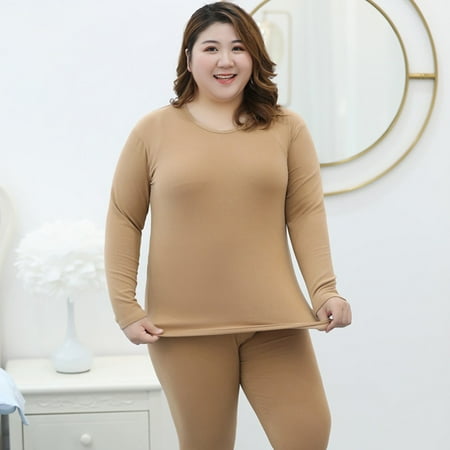 

Women Plus Size Thermal Underwear Tops Pants Set Long Johns Set Pajama 2Pcs