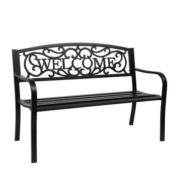 GoDecor Outdoor Durable Cast Iron Bench - Black