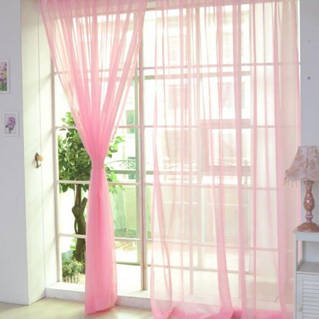 Door Curtains for Door Window 2 Pcs Pure Color Tulle Door Window Curtain Drape Panel Sheer Scarf Valances