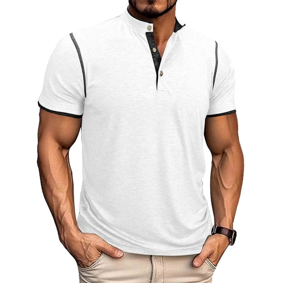 Njagoc3 Men's Henley V-Neck Polo Shirt - Comfortable Casual & Layering Wear