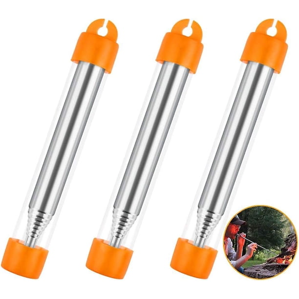 Fuelle de bolsillo, 3 piezas, tubo de soplado de fuego de acero inoxidable, tubo de soplado de fuego plegable para chimenea, barbacoas, fogatas, soplado de aire en un fuego, viajes