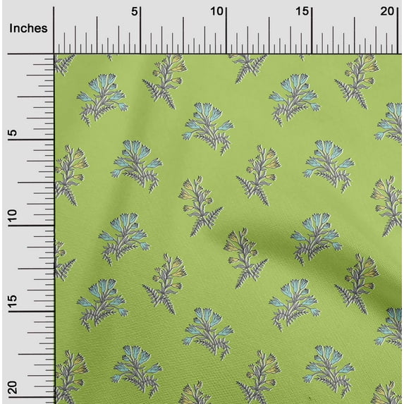 oneOone Cotton Jersey Green Fabric Leaves & Flower Floral Sewing Fabric By The Yard Printed Diy Clothing Sewing Supplies 58 Inch Wide