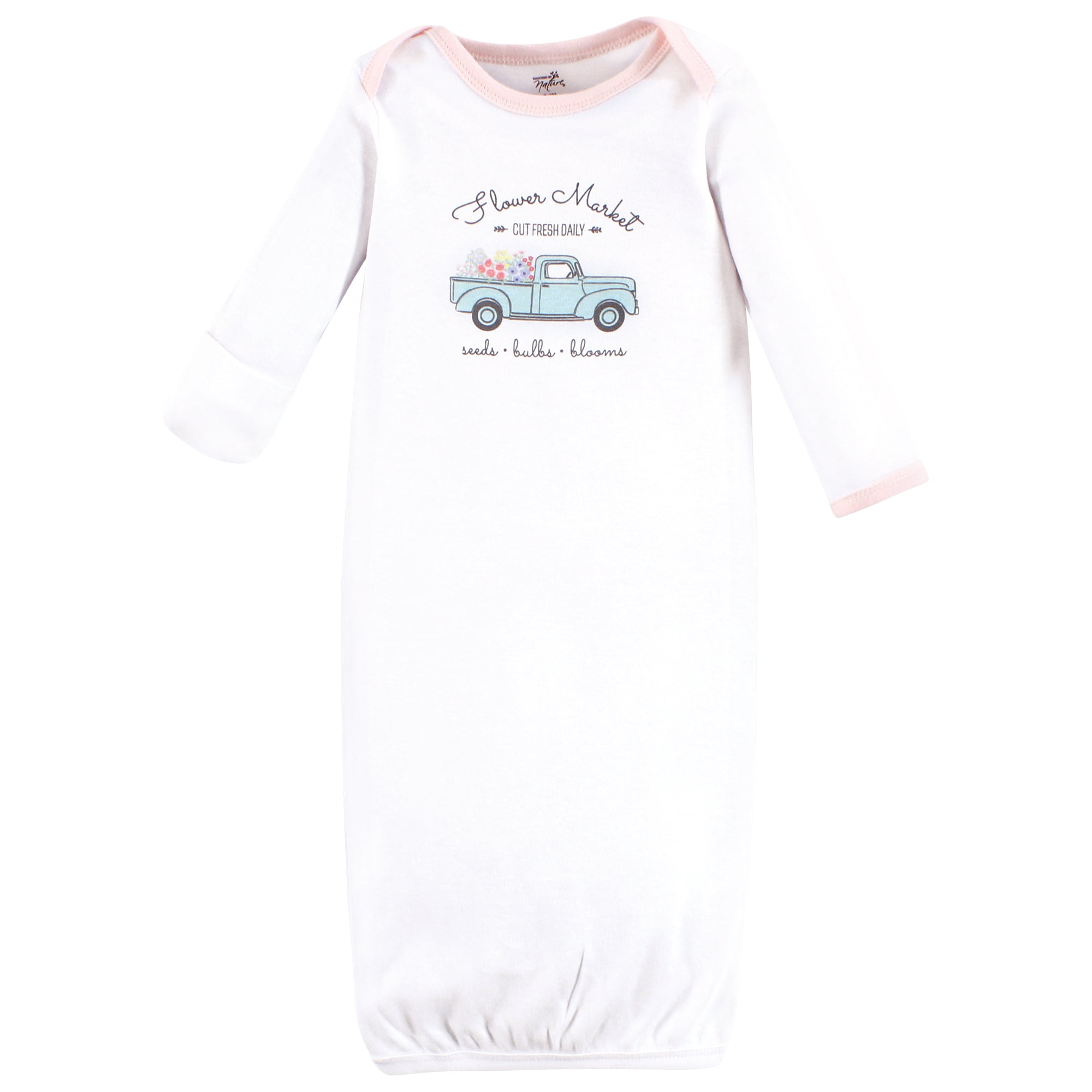 Touched by Nature Baby Girls Organic Cotton Gowns, Flower Market, 0-6 Months