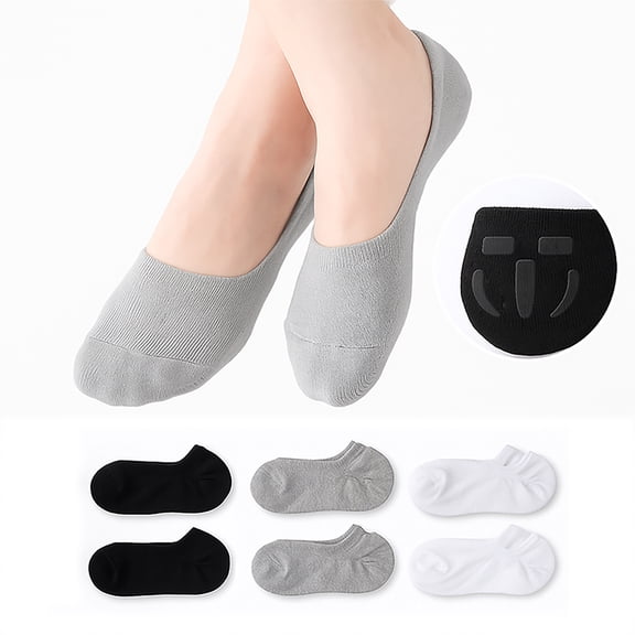 No Show Socks for Men : Athletic Invisible Cotton Blend Liners - Anti Slip Grip & Cushioned Sole for Gym Walking Travel & Outdoor Training - 6 Pairs Black White Gray Size L