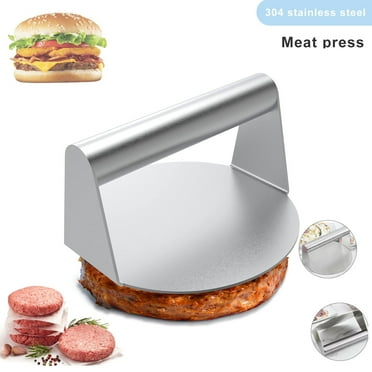 5.5 Inch Stainless Steel Burger Press, Round Burger Smasher, Non-Stick Smooth Hamburger Press Flat Bottom Without Ridges, Bacon Press, Grill Press Perfect for Flat Top Griddle Grill Cooking