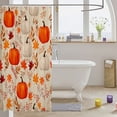 thumbnail image 3 of Manfei Fall Pumpkin Print Shower Curtain 72Wx72L,Maple Leaf Fall Print Bathroom Curtain, 3 of 5