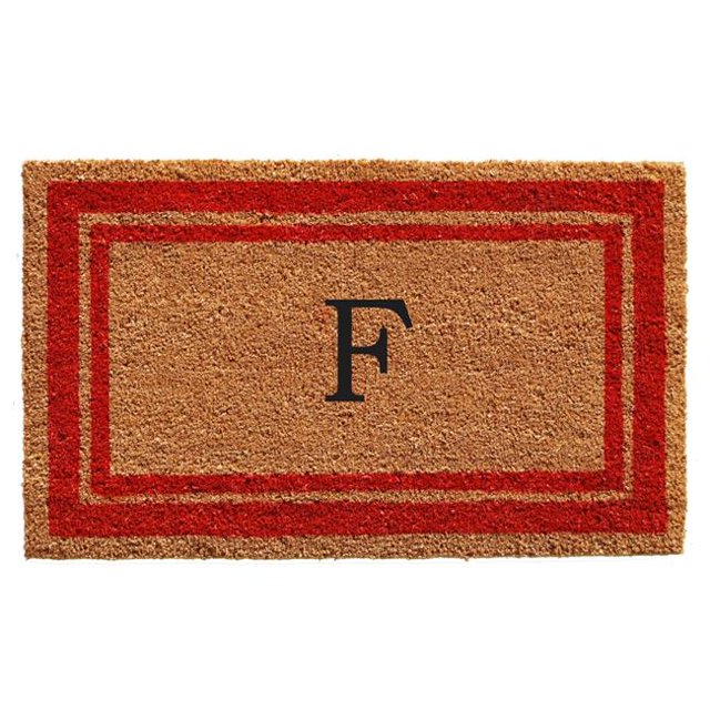 Calloway Mills 153032436G 24 x 36 in. Red Border Monogram Rectangular Doormat, Natural - Letter G
