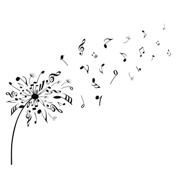 Music Note Flower Wall Sticker Wall Art Decal Home Interior Decoration