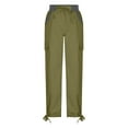 thumbnail image 4 of Full-Length High Waisted Cargo Pants for Women Green Leisure Splicing Weekend Solid Color Tie Multi Pocket Trousers Outdoor Casual Sports Overalls Loose Sweat M, 4 of 5