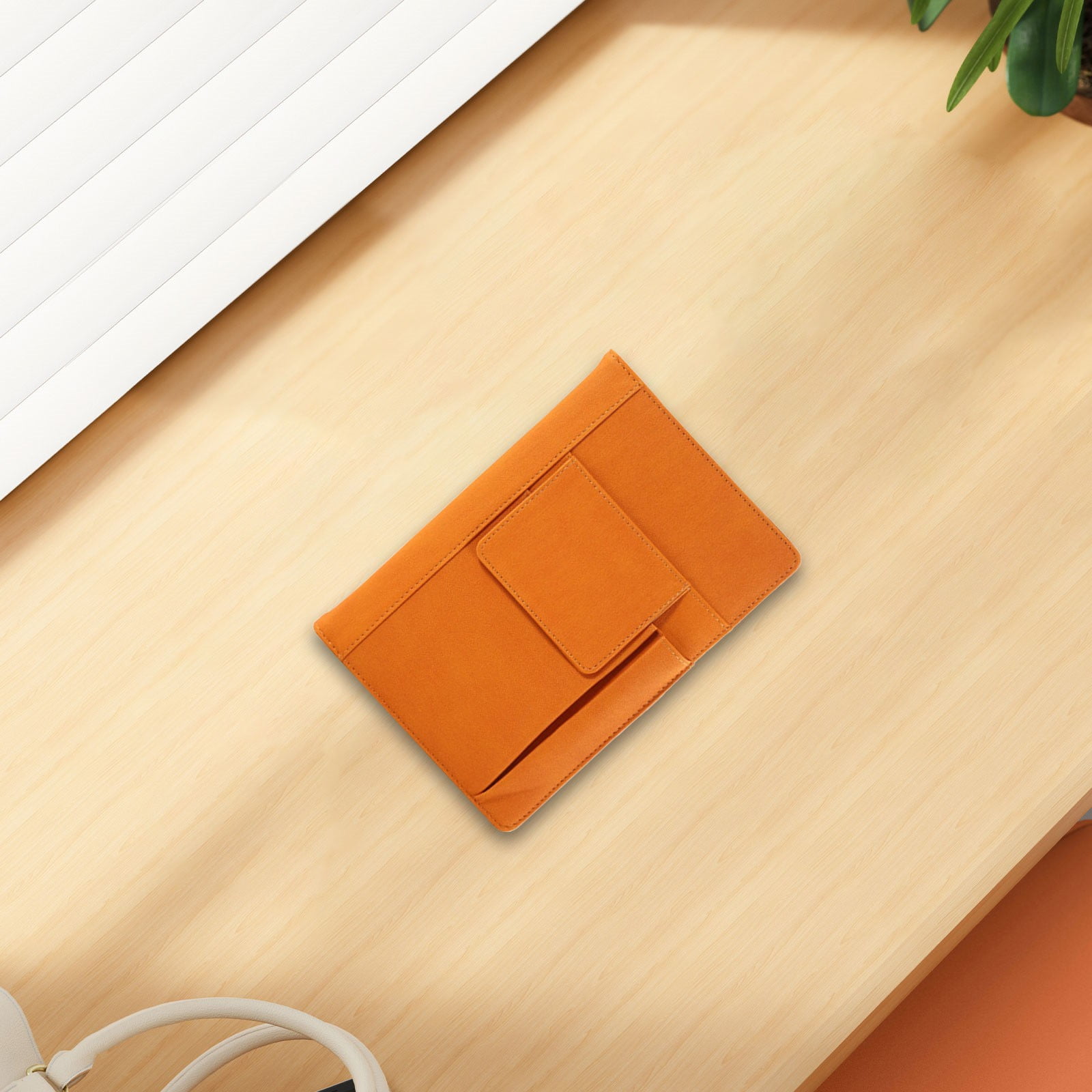 Leather Notebook Set - Thick Classic Ruled Notebook with Pen Loop and Pen, A5, Soft Faux Leather Hardcover Cover with Buckle(Orange) 5.71x8.46"