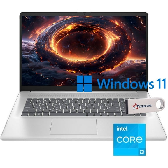 HP 17 Home & Business Laptop HD Intel i3-N305 6-Core, 8GB RAM, 256GB PCIe SSD, Intel UHD, 17.3", Wifi, Bluetooth, Webcam, Natural Silver, Win 11 Home/128GB XTREDURA FLASH DRIVE