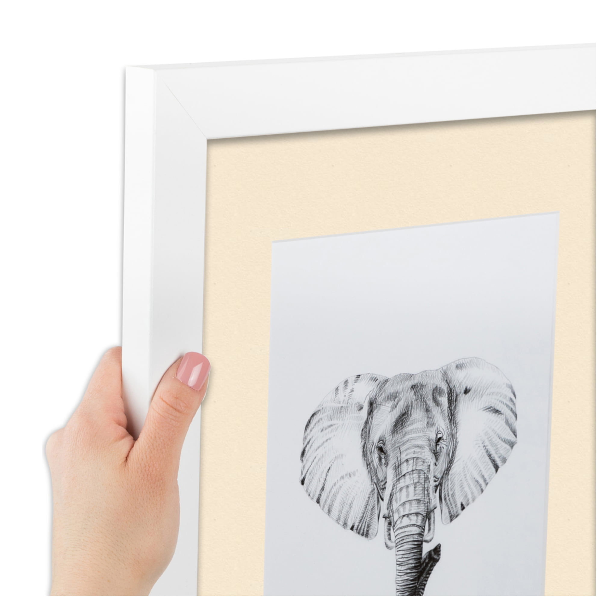 ArtToFrames Collage Photo Picture Frame with 9 - 2x3 Openings, Framed in White with Alabaster and Black Mats (CDM-3966-213)